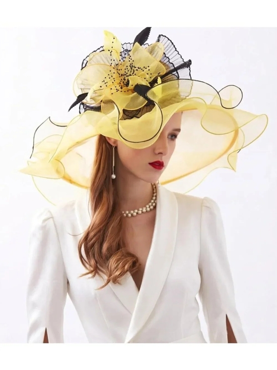 Elegant Floral Organza Fascinator Hat for Women | Tea Party, Wedding, Church